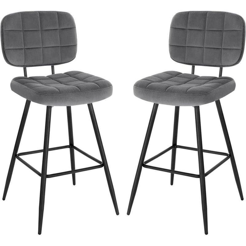 Aithley Upholstered Counter Stool, 2, Dark Grey