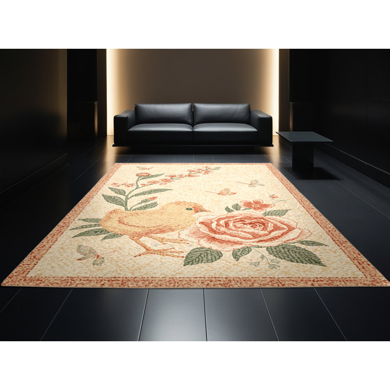 Soft Plush Eudy Easter Modern & Contemporary Abstract Area Rug in Beige – Beige Binding, 2x3