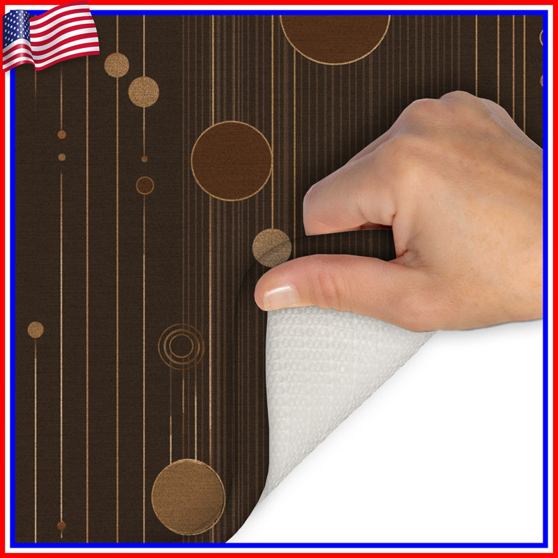 Circles Bath Mat Abstract Bathroom Decor Art Deco, Single - 34" L x 21" W, Brown Geometric/Abstract