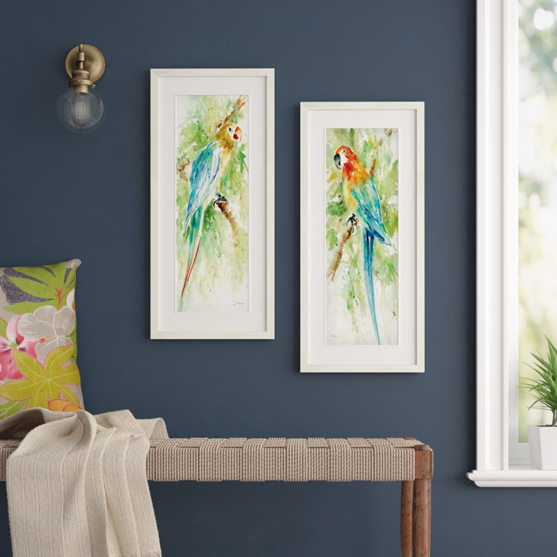 « island beauté », ensemble de 2 reproductions de peintures à l’acrylique encadrées, Blanc