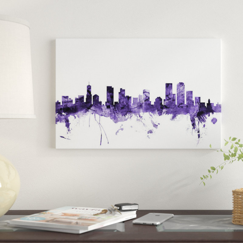«Denver, Colorado Skyline» par Michael Tompsett, impression sur toile tendue, H 40 po x l 60 po x P 1,5 po, Pas de tapis