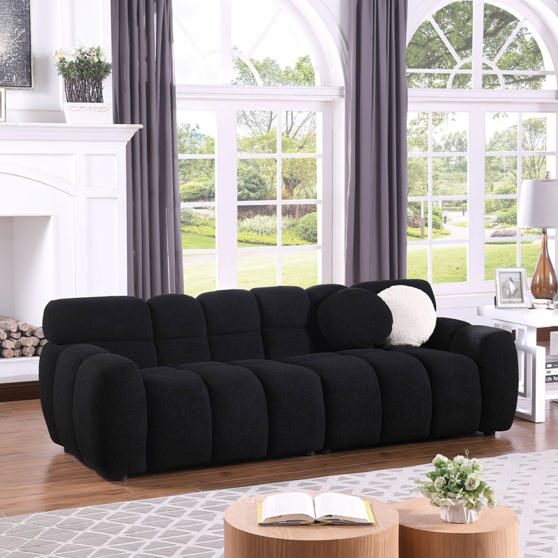 Canapé rembourré 86,5 po Daviya, H 28 po x l 86,5 po x P 36 po, Black
