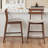 Alder Modern Light Grey Fabric Upholstered Wood Counter Stools, Walnut 34.94'' H X 19.3'' W X 21.74'' D