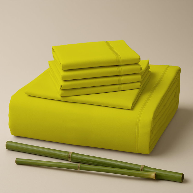Premium Rayon From Bamboo Blend Sheet Set With Deep Pockets, Cooling and Breathable, Eggshell