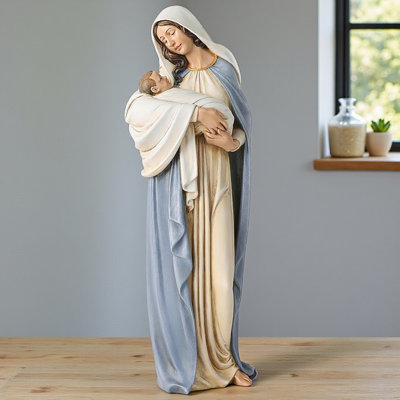 Virgin Mary Holy Mother Statue, Stone Resin Catholic Sculpture, Museum-Quality Collector's Edition Home Decor