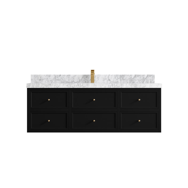 Roswell Floating 60'' Single Bathroom Vanity with Marble Top