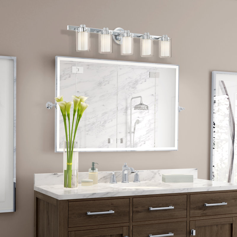 Éclairage de salle de bain à intensité variable 5 lumières Edene, Chrome poli