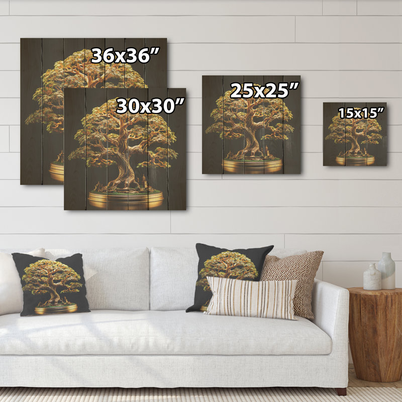 Bonsai Tree Tranquility Expression - Art sur bois de pin Bonsai sur bois de pin naturel, H 15 po x l 15 po