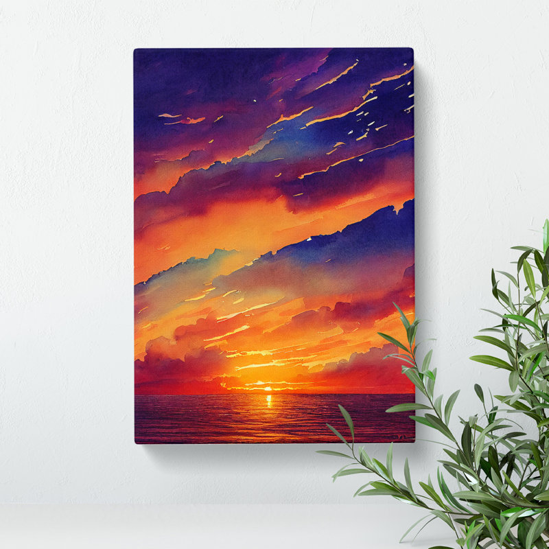 XC1022-179X A Vivid Ocean Sunset - Wrapped Canvas Print, 76cm H x 50cm W x 3cm D
