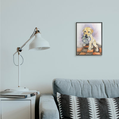 " Hungry Labrador Puppy Dog Orange Tiles " by George Dyachenko Painting Print
