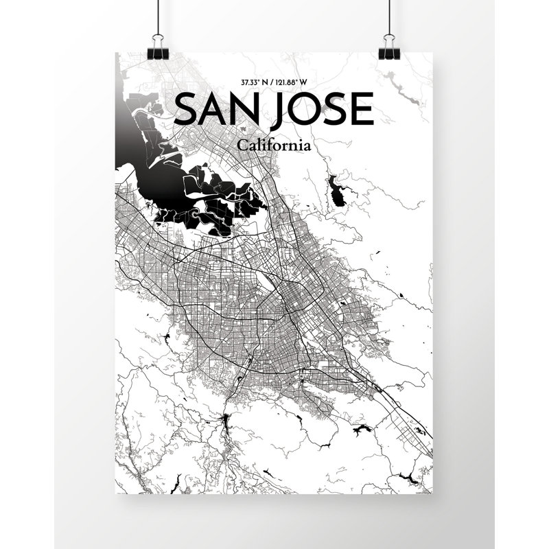 San Jose City Map - No Frame Print, 43.2cm H x 27.9cm W x 0.13cm D