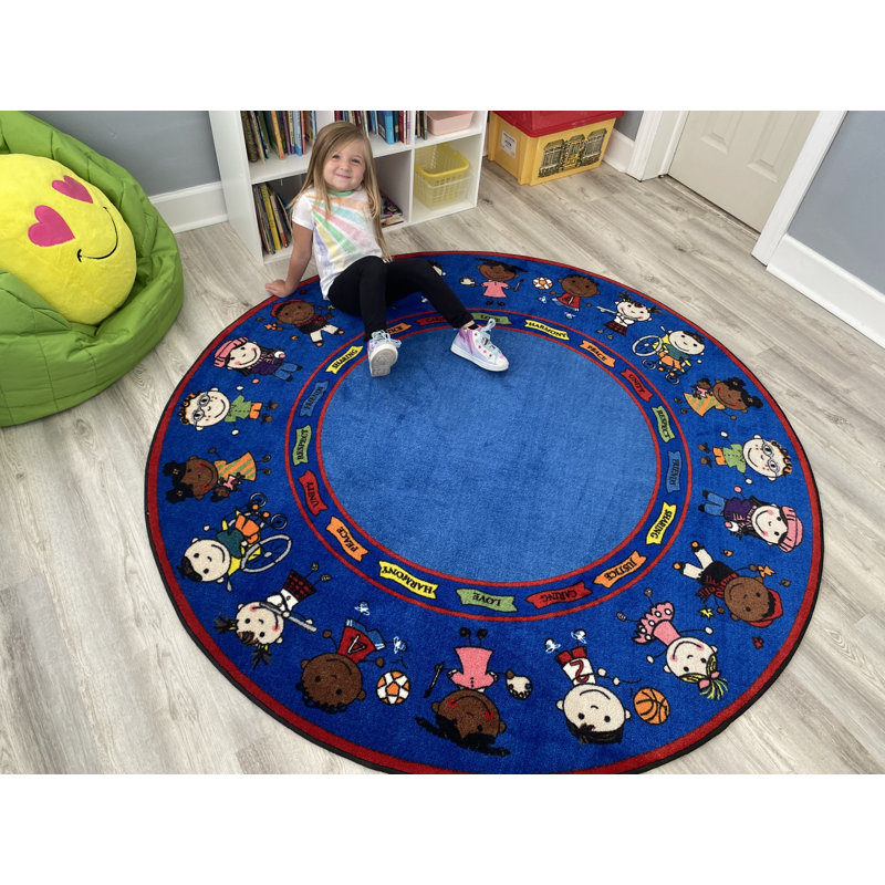 KidCarpet Friends Full Circle Rug, 12' Round Area Rug for Kids | Learning Rug for Children's Classroom | Kids Playroom Rug | School Carpet for Kids