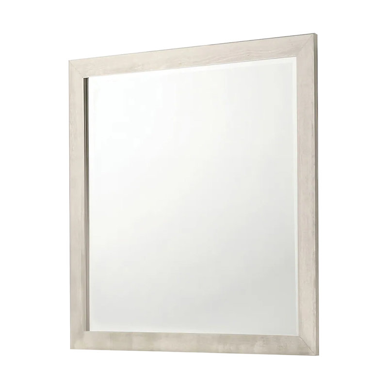 Miroir contemporain l 38,4 po, blanc délavé