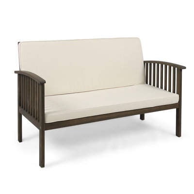 Christopher Knight Home CASA ACACIA LOVE SEAT, Offered In Brown + Teal/Grey + Cream/Cream + Wood & Waterproof Fabric Variants, Ideal For Garden And Outdoor Patio Relaxation