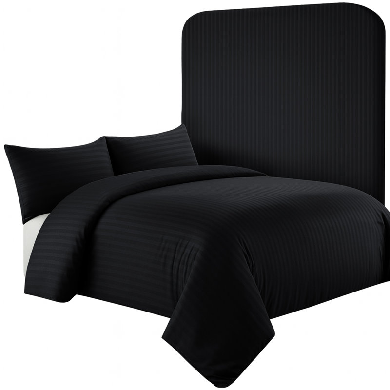 Aspire Homeware 4 Piece Hotel Quality Striped Duvet Bedding Set with Pillowcases and Fitted Sheet for Luxury Bedding Comfort