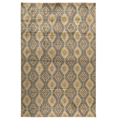Hand Knotted Wool Area Rug in Blue