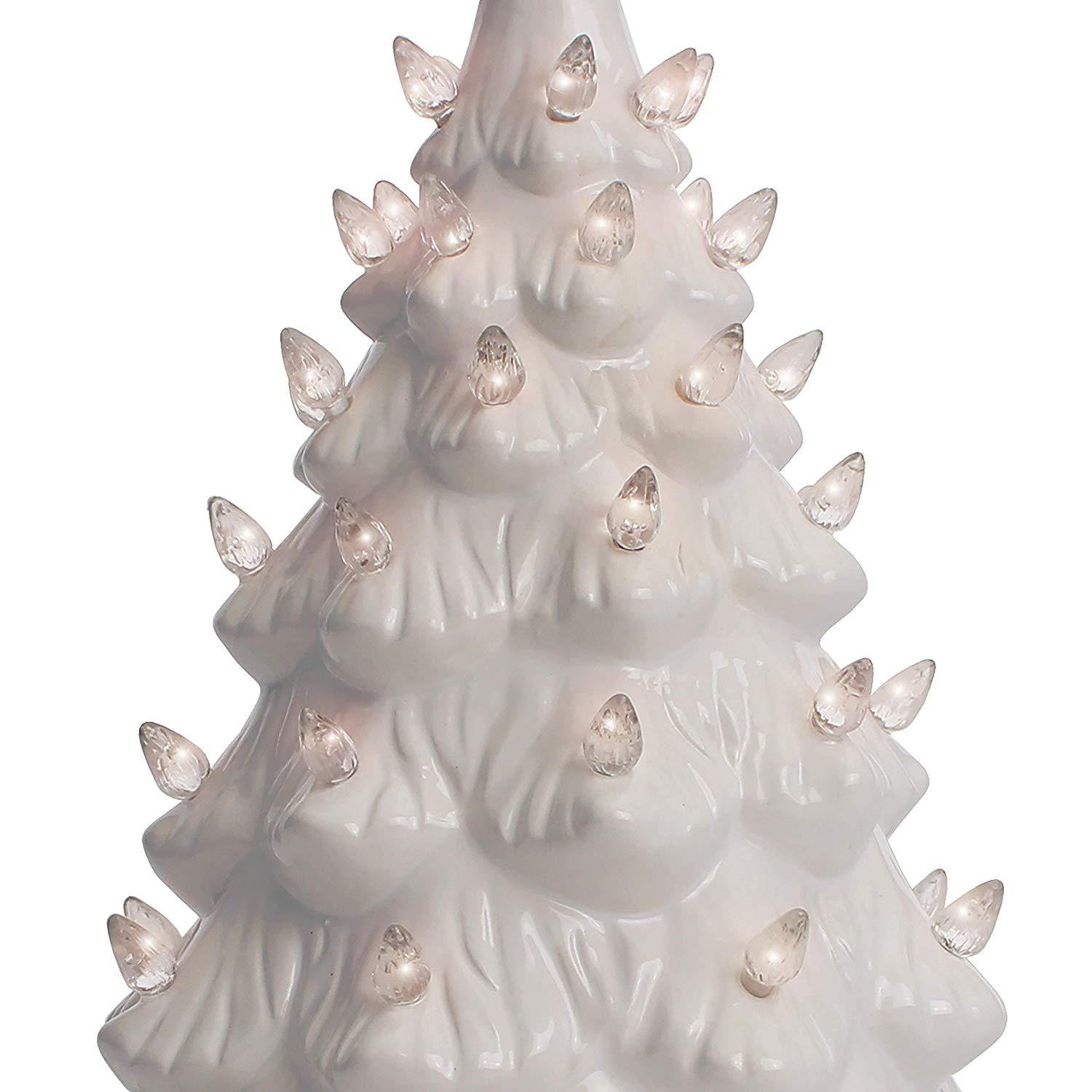 Lighted Ceramic Christmas Tree, 15.5" H x 9" W x 9" D, White