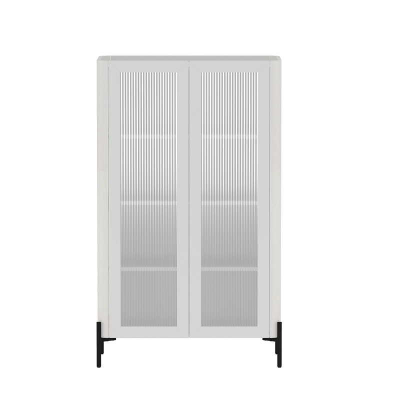 Bibliothèque 32 po en verre trempé, Blanc