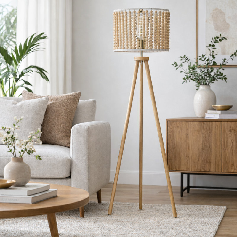 Jacouri 60" NATURAL BEADED TRIPOD FLOOR LAMP