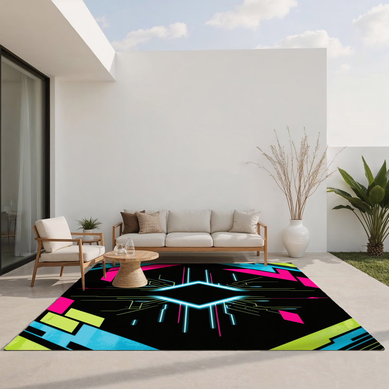 Tapis intérieur et extérieur Cyber Swirl, Rectangle 4pi x 6 pi