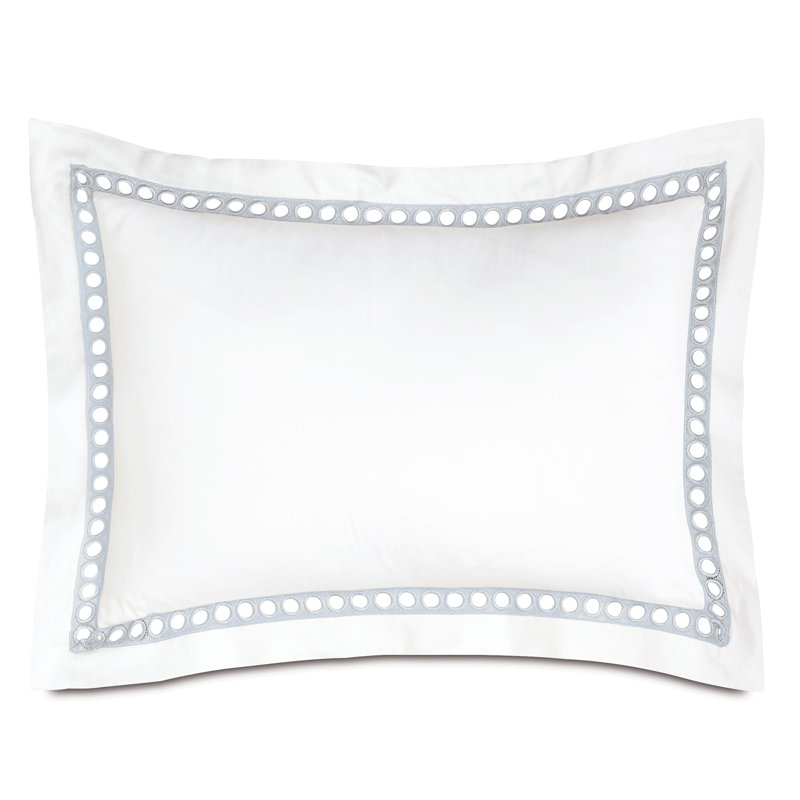 Celine Cotton Pillow Sham, Standard, White/Silver