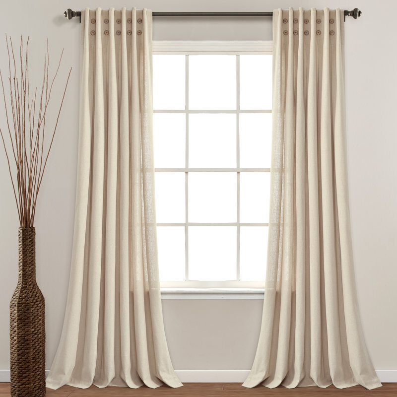 Semi Sheer Curtain Single Panel, Dark Linen