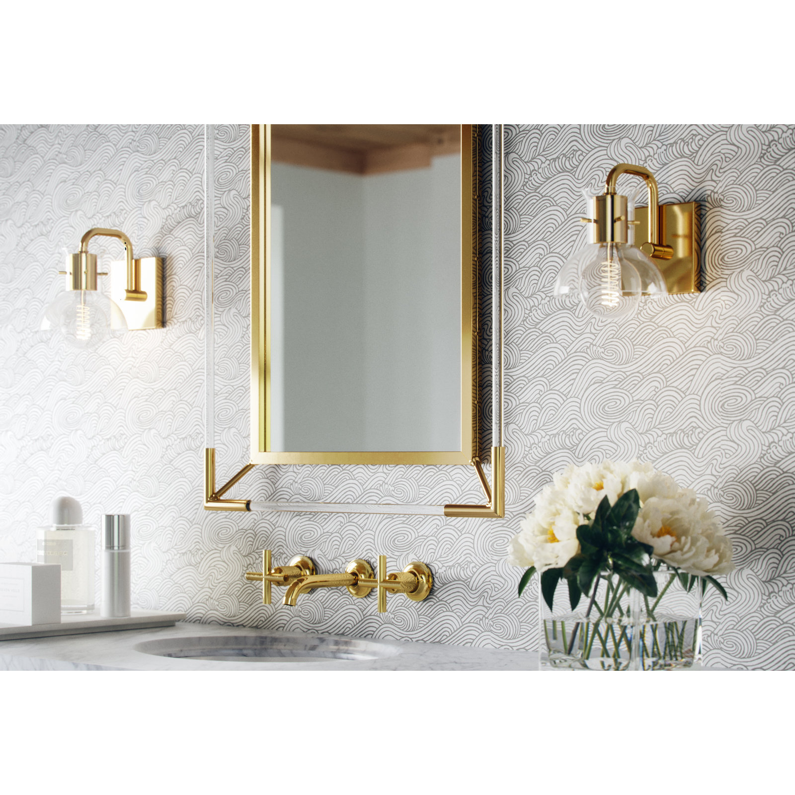 Luke Single Transparent Dimmable Bath Sconce, Aged Brass
