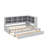 Wooden Daybed With Two Storage Drawers, 12-Storage Cabinet, LED Lights & Charging Station-1556519913