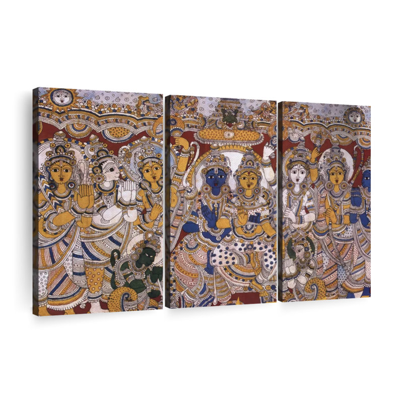 Mythes indiens Rama et sita sur toile, ensemble de 3 pièces, H 20 po x l 33 po x P 1,25 po