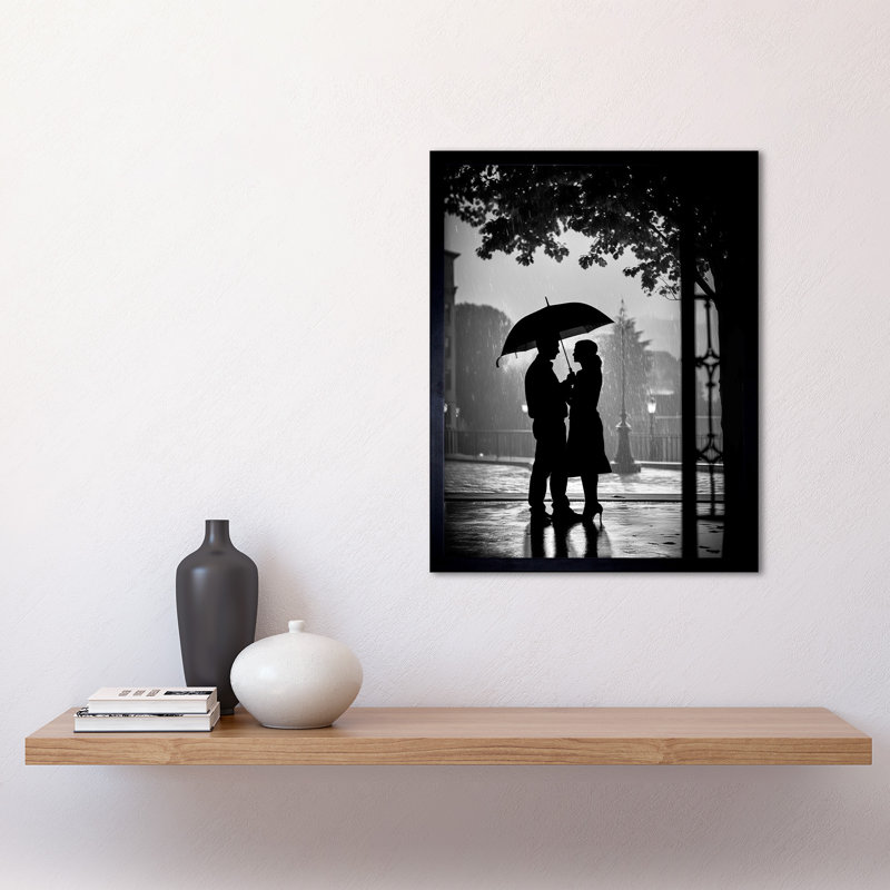 Aatu A Couple Under An Umbrella Black And White Photo - Single Picture Frame Print