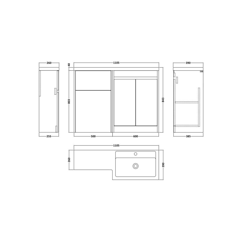 Tenslee 1110 mm Bathroom Vanity, Metallic Slate