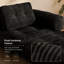 Canapé-lit de sol pliable noir sans cadre avec accoudoirs et coussins, sofa-lit pour salon