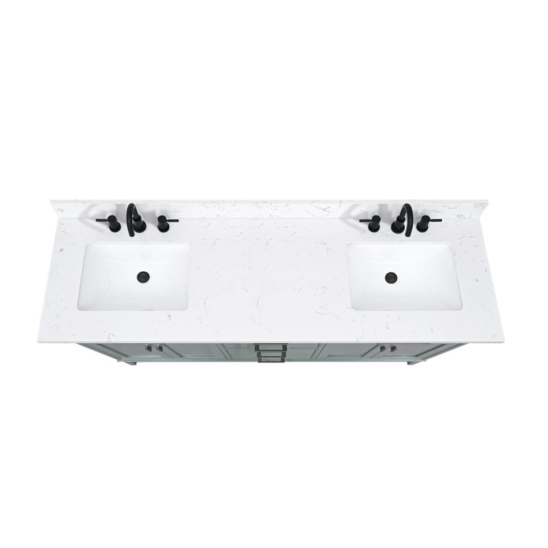 Madison 72" Double Bathroom Vanity Set, Smoke Green, 72", Cala White