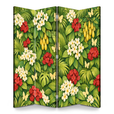 Cloison pliante 4 panneaux paravent Royal Tropical Jungle Green