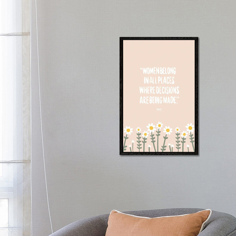 Women Belong Quote by The Beau Studio - Print on Canvas, 66.04 cm H x 45.72 cm W, Black Framed