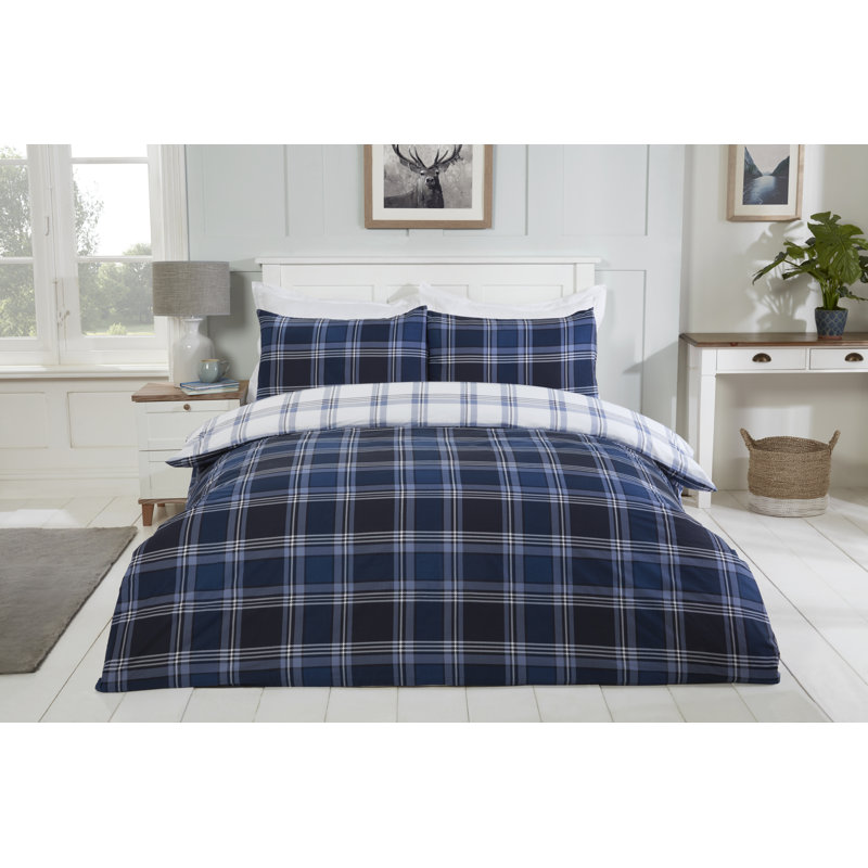 Burnest Tartan Duvet Cover Set with Pillowcases, Double - 2 Standard Pillowcases