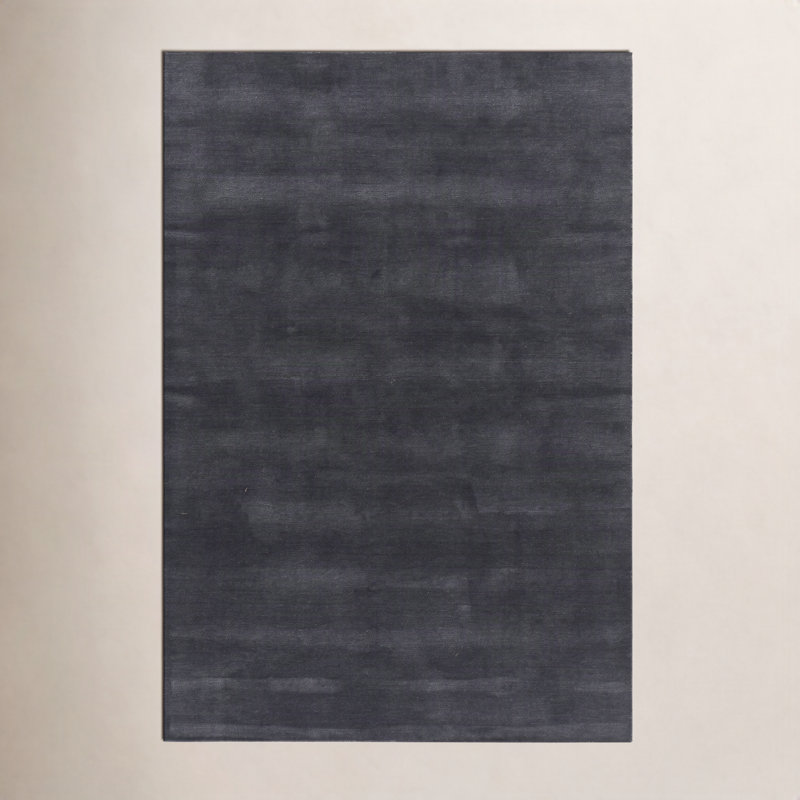 Nori Hand Loomed Wool Blend Solid Blue Area Rug 10' X 14', 10' X 14'