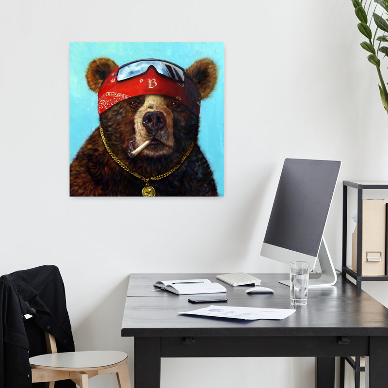Art contemporain demi-cuit ours, H 18 po x l 18 po