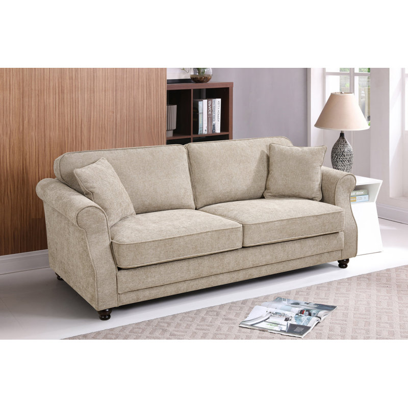 Baldemar 3 Seater Chenille Sofa, Beige, 3