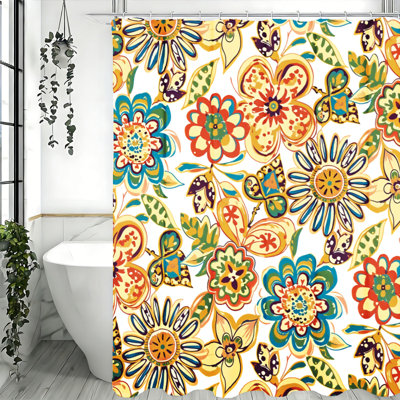 Floral Shower Curtains with Hooks Included
