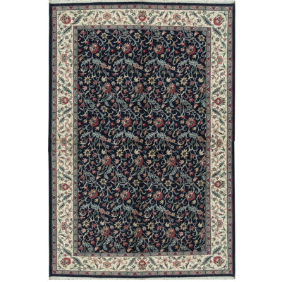 Floral Area Rug in Navy/Ivory