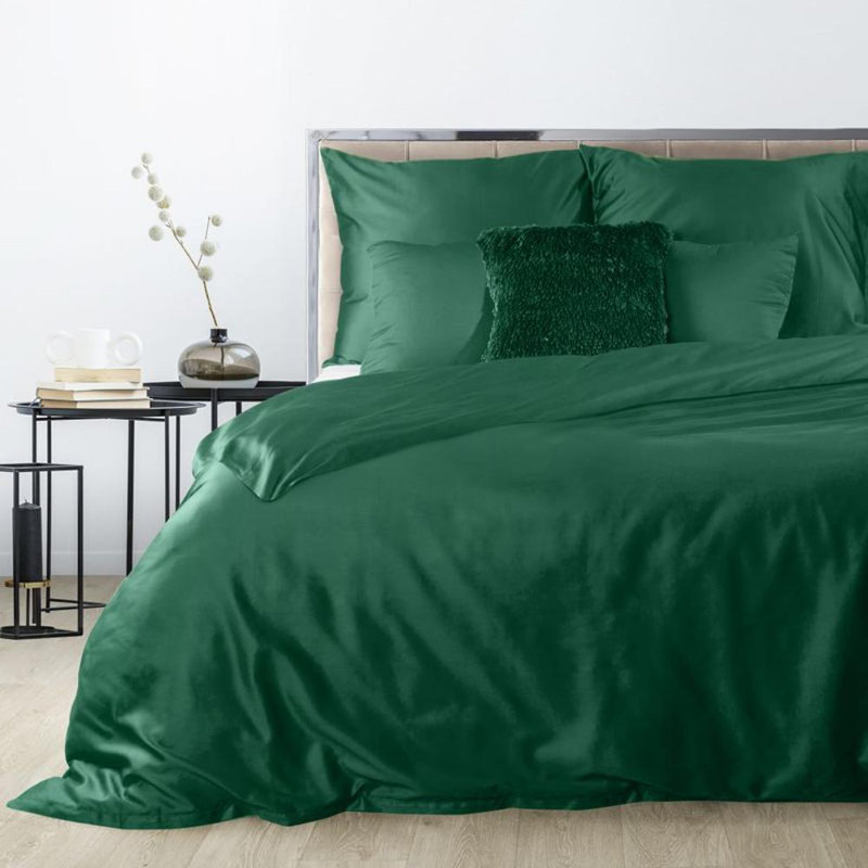 Geanne Cotton Solid Colour Duvet Cover Set with Pillowcases Included, Kingsize - 2 Pillowcases (70 x 80 cm), Bottle Green