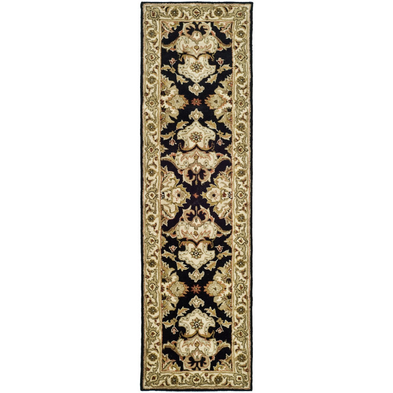 Tapis traditionnel en laine touffeté à la main Balthrop, Tapis de couloir 2 pi 3 po x 12 pi