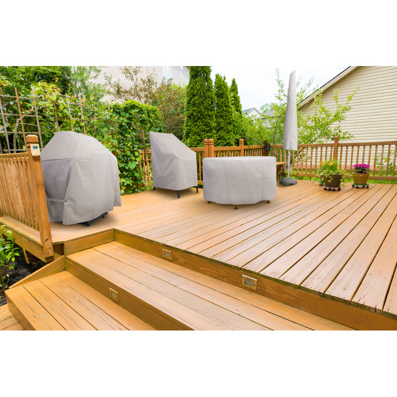Heavy Duty Black Patio Ottoman Cover with Elastic Hem