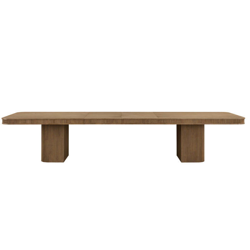 Table de salle à manger/conférence Giulia extensible, rectangulaire, plateau en bois massif, 284 cm à 406 cm, Brun