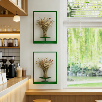 Wall Mounted Plant Shelf 2-Pack, Metal Hanging Plant Stand Holder For Indoor Plants, Space-Saving Decorative Display Shelf For Flower Pots And Home Decor