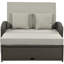 Méridienne double en rotin PE pour lit de repos inclinable pour 2 personnes avec dossier et coussins réglables inclus, gris