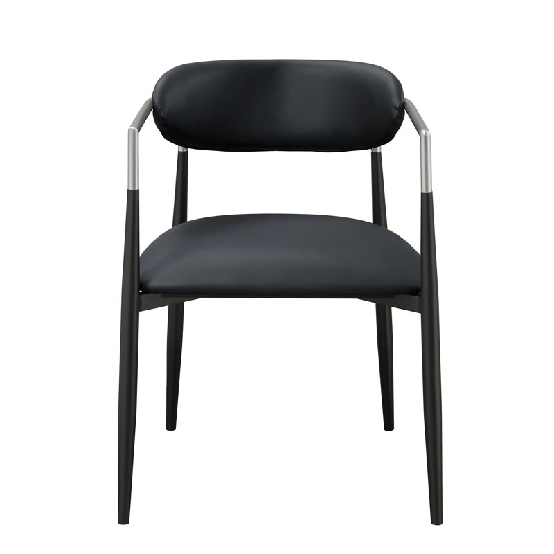 Chaise avec accoudoirs en cuir synthétique noir Gavan (ensemble de 2)