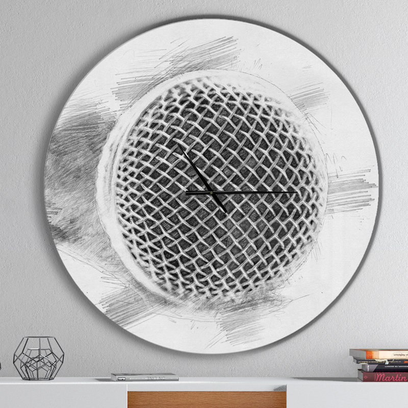 Microphone au crayon - Horloge murale moderne, Surdimensionné