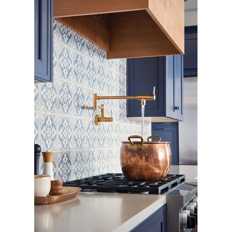 Moen Modern Wall Mount Swing Arm Folding Pot Filler Kitchen Faucet, Brushed Gold